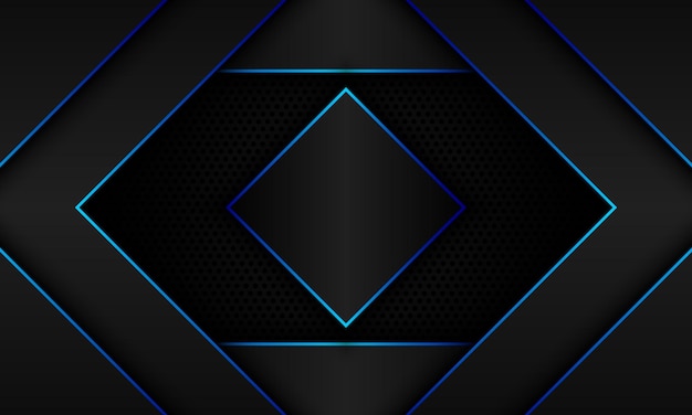 Abstract black geometry with blue line and shadows on halftone background