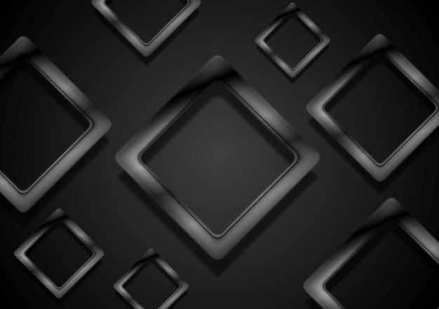 Abstract black glossy squares tech background Vector graphic design