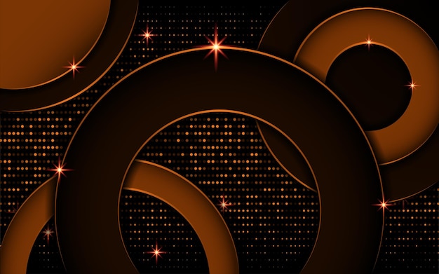 Abstract black and gold circle background in dots