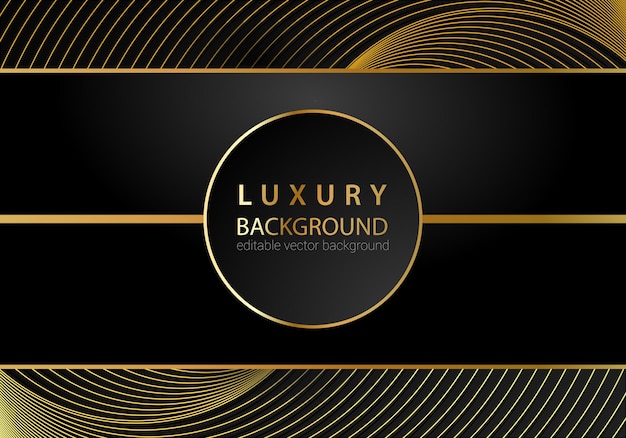 Abstract black and gold lines luxury background.