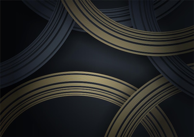 Vettore fondo astratto di lusso nero e oro. moderno modello di banner scuro vettoriale con motivi di forma geometrica. design grafico digitale futuristico