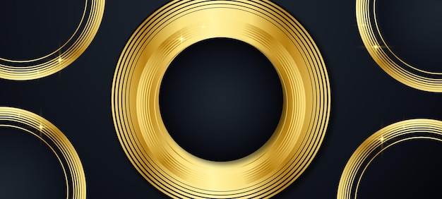 Abstract black and gold luxury circle ring shape background