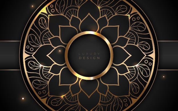 Vector abstract black and gold luxury mandala background