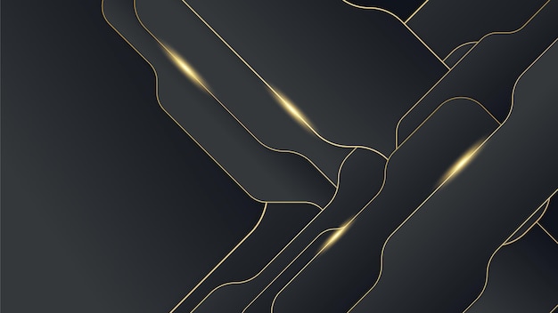 Vector abstract black and gold shapes background