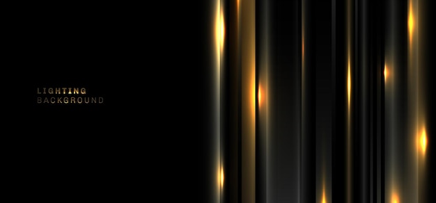 Абстрактные черные и золотые полосы нарезают слои текстуры рисунка с эффектом освещения на темном фоне Роскошный стиль Векторная иллюстрация