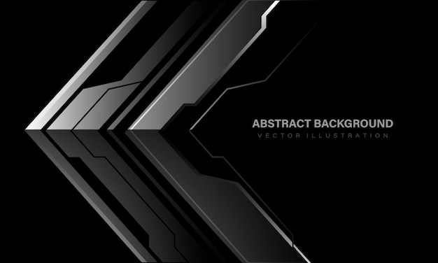 Вектор Абстрактная черно-серая металлическая стрелка направление киберсхемы геометрический футуристический вектор фона