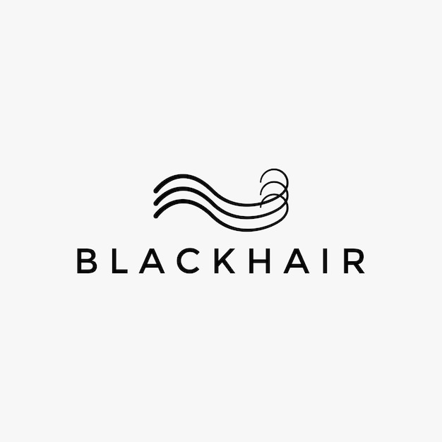 Abstract Black Hair Wave Logo Design