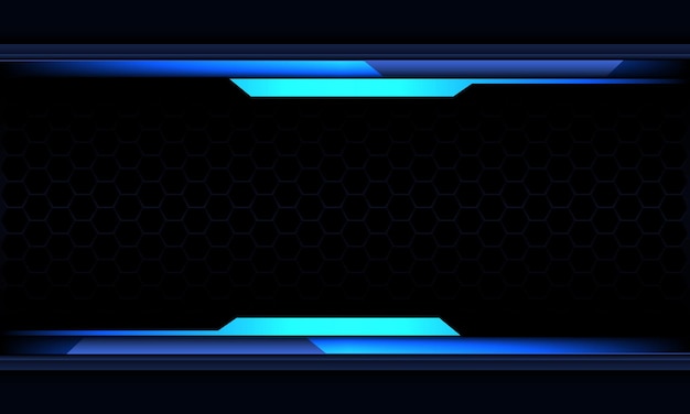 Abstract black hexagon mesh banner blue cyber geometric futuristic technology background vector