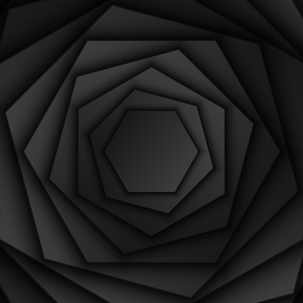 Vector abstract black hexagonal overlap layer backgroundhexagon shape rotation patterndark minimal design