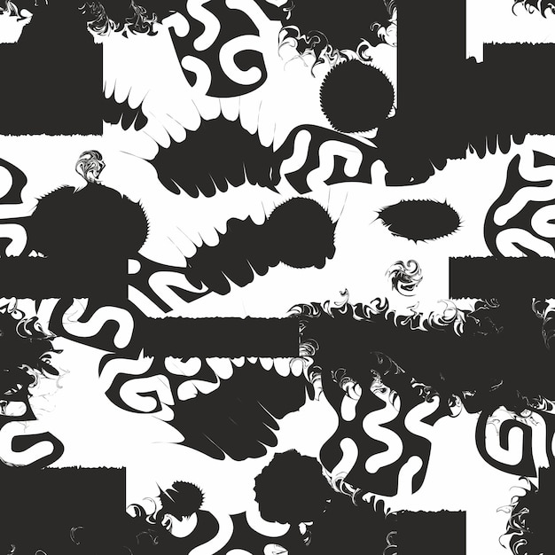 abstract black ink seamless background pattern on white background