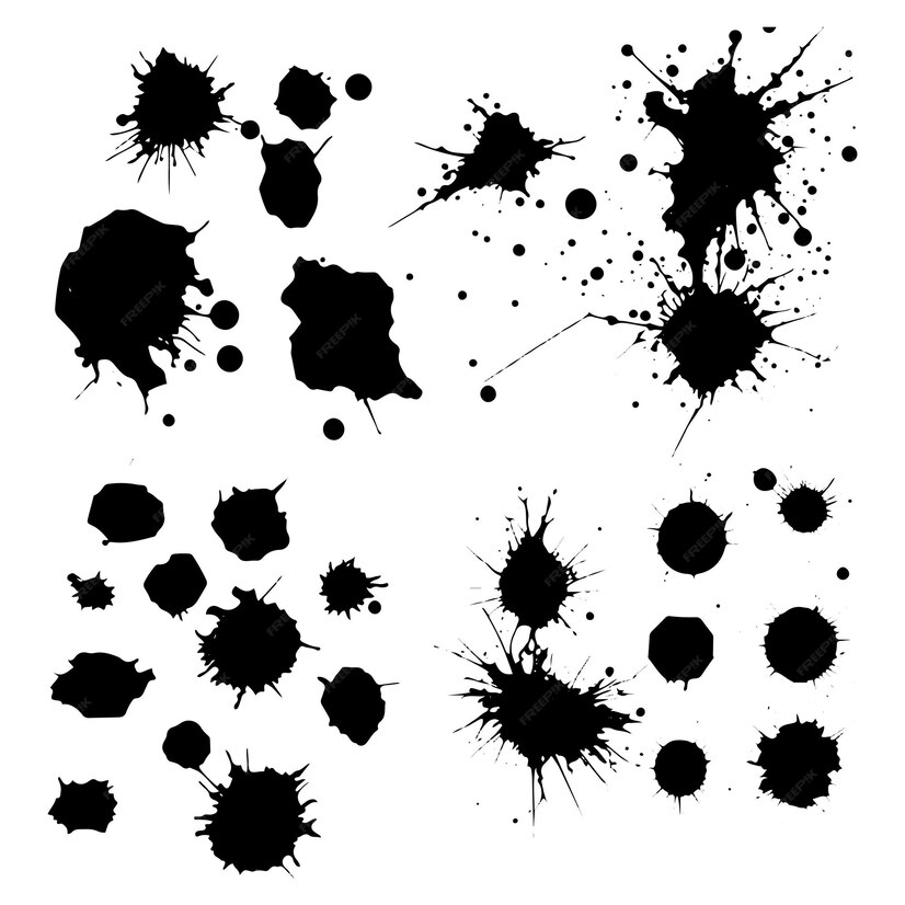 Premium Vector | Abstract black ink spot set ink drop effect ink splash ...