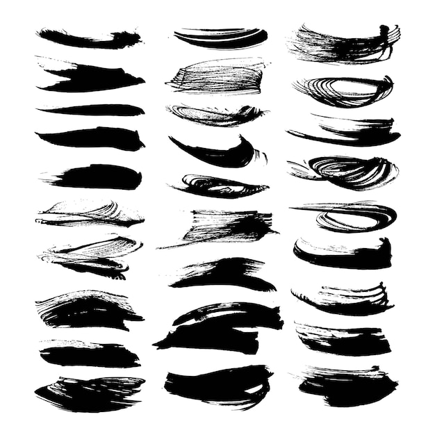 Abstract black ink strokes isolated on a white background
