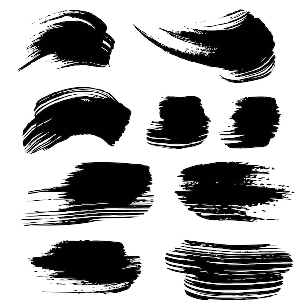 Abstract black ink strokes isolated on a white background