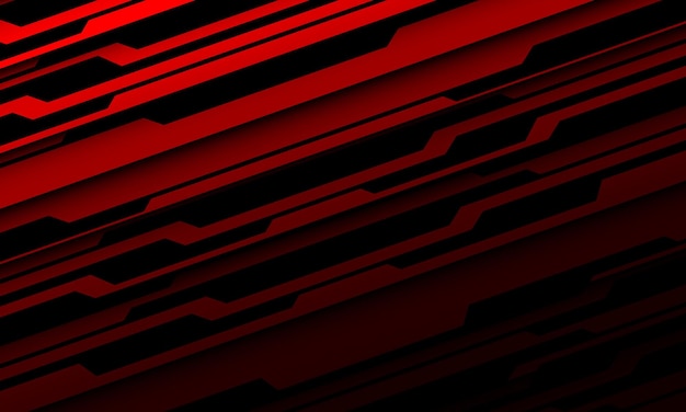 Abstract linea nera circuito cyber slash design rosso moderna tecnologia futuristica vettore di sfondo