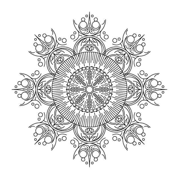 Abstract black line flower nature doodle vector ornament monochrome ethnic mandala pattern stencil