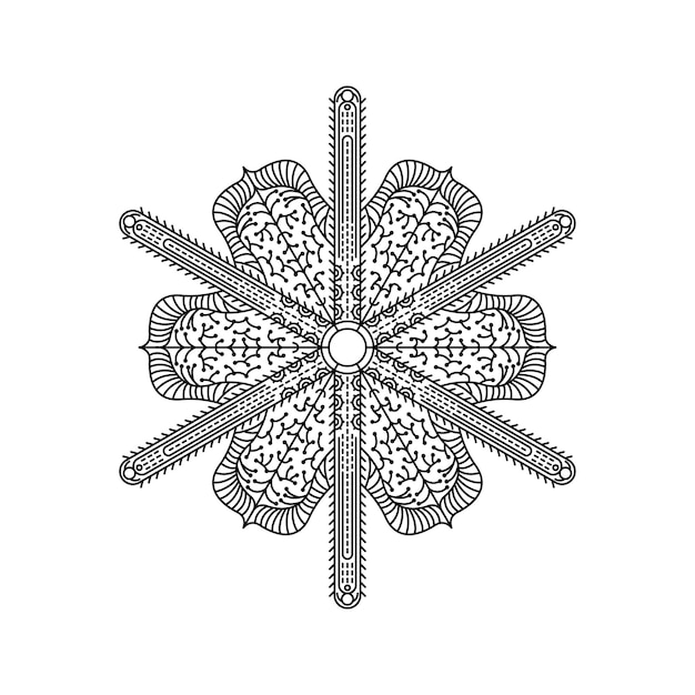 Vettore abstract black line flower nature doodle vector ornament monochrome ethnic mandala pattern stencil