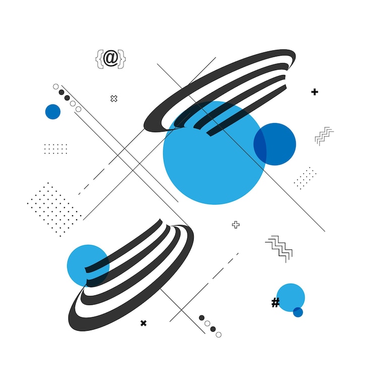 Vector abstract black lines blue background