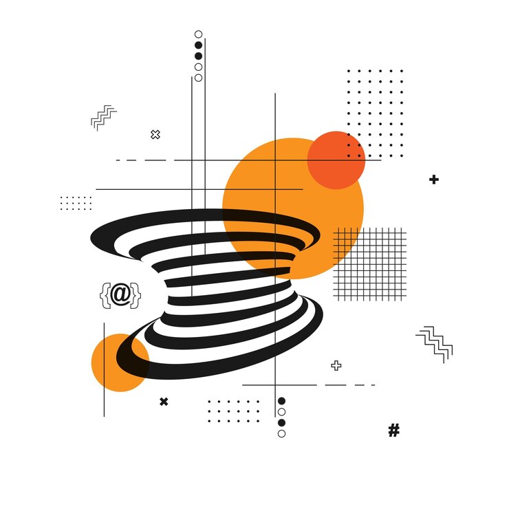 Vector 추상 검은 라인 오렌지 배경