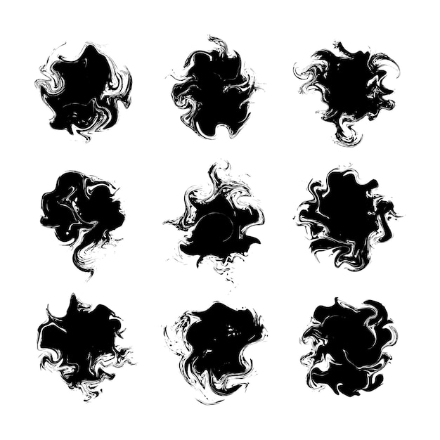 Abstract black paint clumped vector set vector illustration