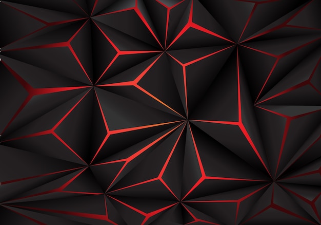 Abstract black polygon red light futuirstic technology background