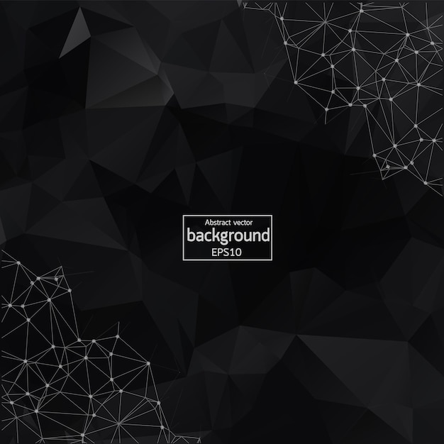 Abstract Black Polygonal Space Background with Connecting Dots and Lines Connection structure Vector science background Polygonal vector background Futuristic HUD background