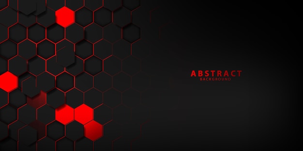 Vector abstract black red hexagon texture sports vector illustration. geometric background. modern shape concept.