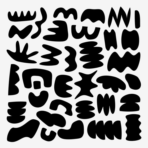 Abstract black shapes on a white background Various abstract forms abstract design