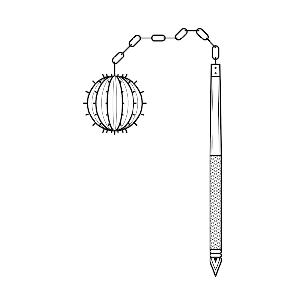 Abstract Black Simple Line Brush Weapon Doodle Outline Element Vector Design Style Sketch Isolated