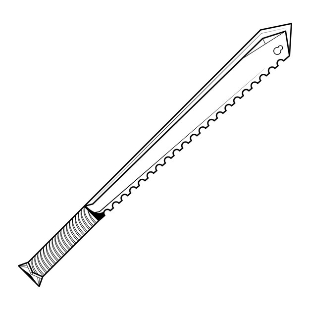 Abstract black simple line metal sword blade weapon doodle elemento di contorno stile di progettazione vettoriale