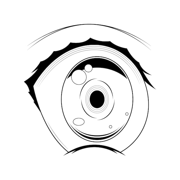 Vector abstract black simple line people human eye doodle outline element vector design style sketch