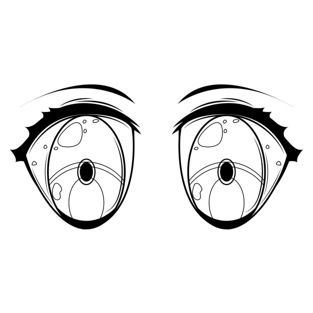 Vector abstract black simple line people human eye doodle outline element vector design style sketch