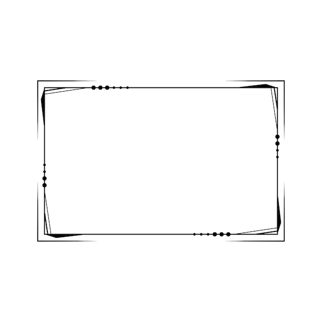 Vector abstract black simple line rectangular frame doodle outline element vector design style sketch