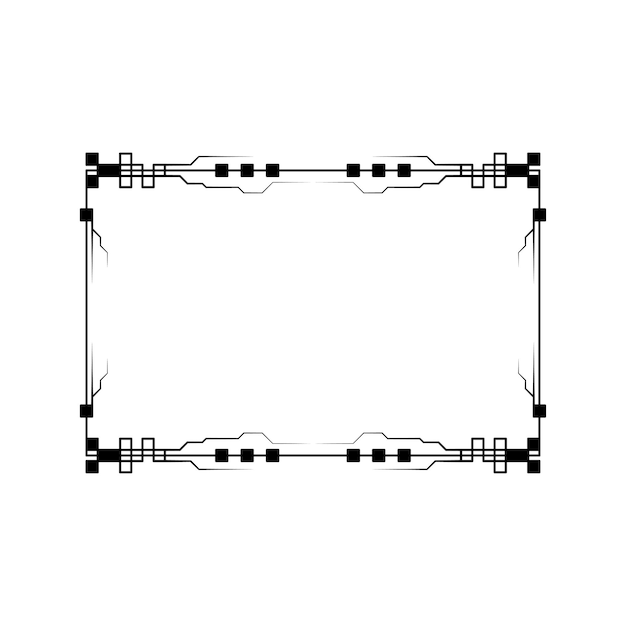 抽象的な黒のシンプルなラインの長方形フレーム 落書きアウトライン要素 ベクター デザイン スタイル スケッチ