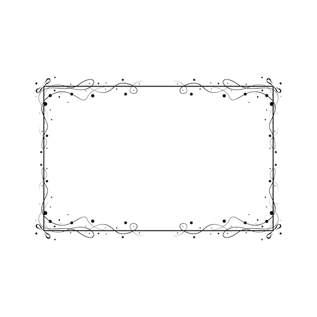 Abstract Black Simple Line Rectangular Frame Doodle Outline Element Vector Design Style Sketch