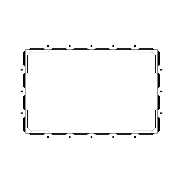 Abstract Black Simple Line Rectangular Frame Doodle Outline Element Vector Design Style Sketch