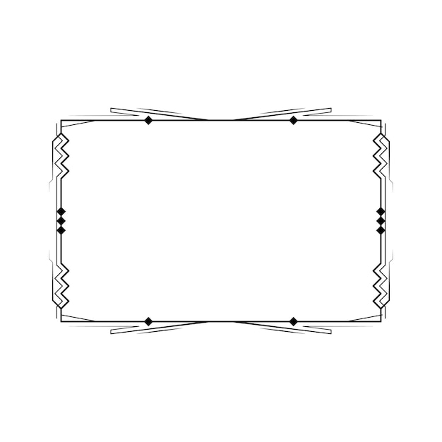 Abstract Black Simple Line Rectangular Frame Doodle Outline Element Vector Design Style Sketch