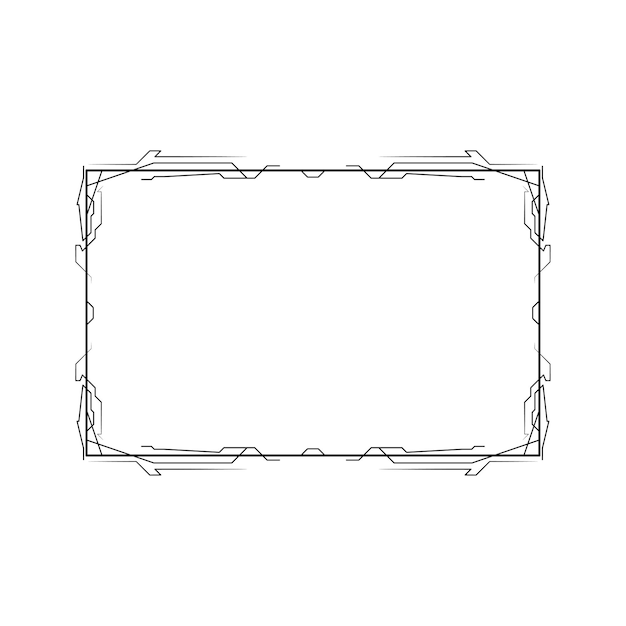 Abstract Black Simple Line Rectangular Frame Doodle Outline Element Vector Design Style Sketch