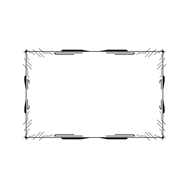 抽象的な黒のシンプルなラインの長方形フレーム 落書きアウトライン要素 ベクター デザイン スタイル スケッチ