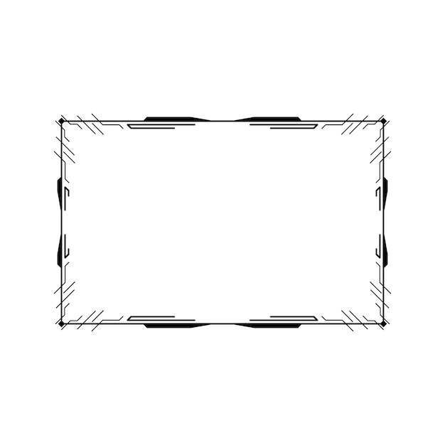 Abstract Black Simple Line Rectangular Frame Doodle Outline Element Vector Design Style Sketch