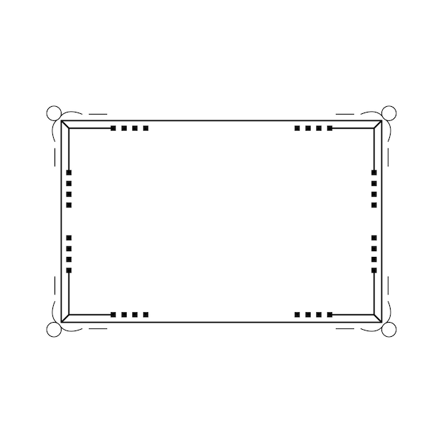 Abstract black simple line rectangular frame doodle outline element vector design style sketch