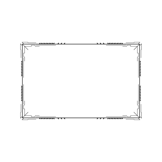 Abstract Black Simple Line Rectangular Frame Doodle Outline Element Vector Design Style Sketch