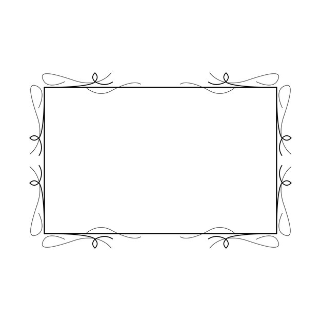 Vector abstract black simple line rectangular frame doodle outline element vector design style sketch