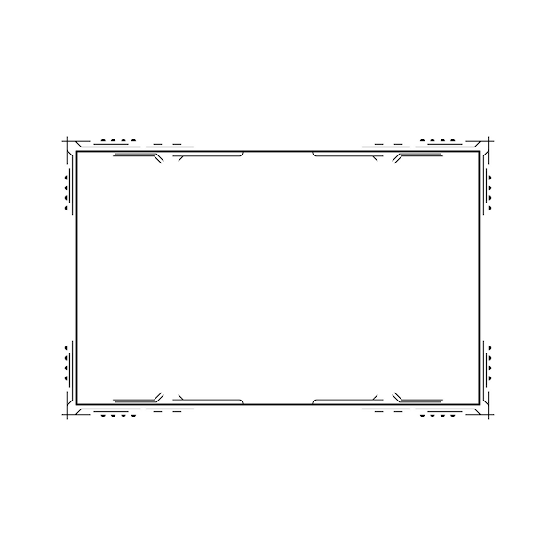 Abstract Black Simple Line Rectangular Frame Doodle Outline Element Vector Design Style Sketch