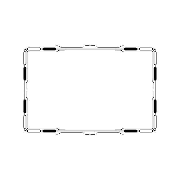 Vector abstract black simple line rectangular frame doodle outline element vector design style sketch