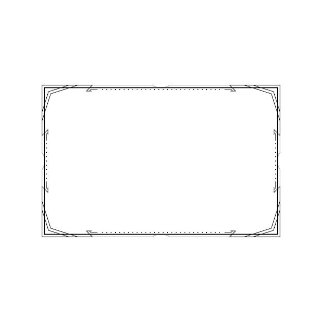 Abstract Black Simple Line Rectangular Frame Doodle Outline Element Vector Design Style Sketch