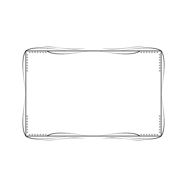 abstract black simple line rectangular frame doodle outline element vector design style sketch