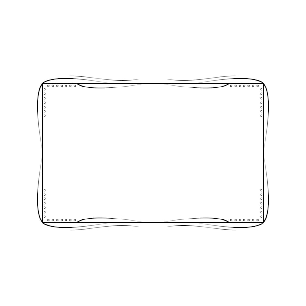 Vector abstract black simple line rectangular frame doodle outline element vector design style sketch