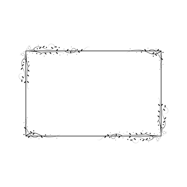 Abstract Black Simple Line Rectangular Frame Doodle Outline Element Vector Design Style Sketch