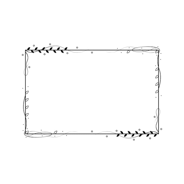 Vector abstract black simple line rectangular frame doodle outline element vector design style sketch