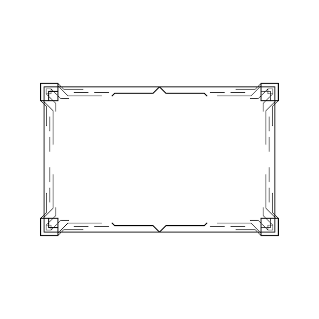 抽象的な黒のシンプルなラインの長方形フレーム 落書きアウトライン要素 ベクター デザイン スタイル スケッチ